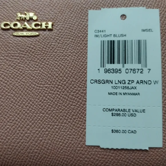 Coach Long Zip Around Wallet C3441 Light Blush - Picture 4 of 4